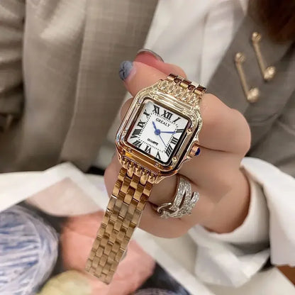 Gold Square Link Bracelet Watch